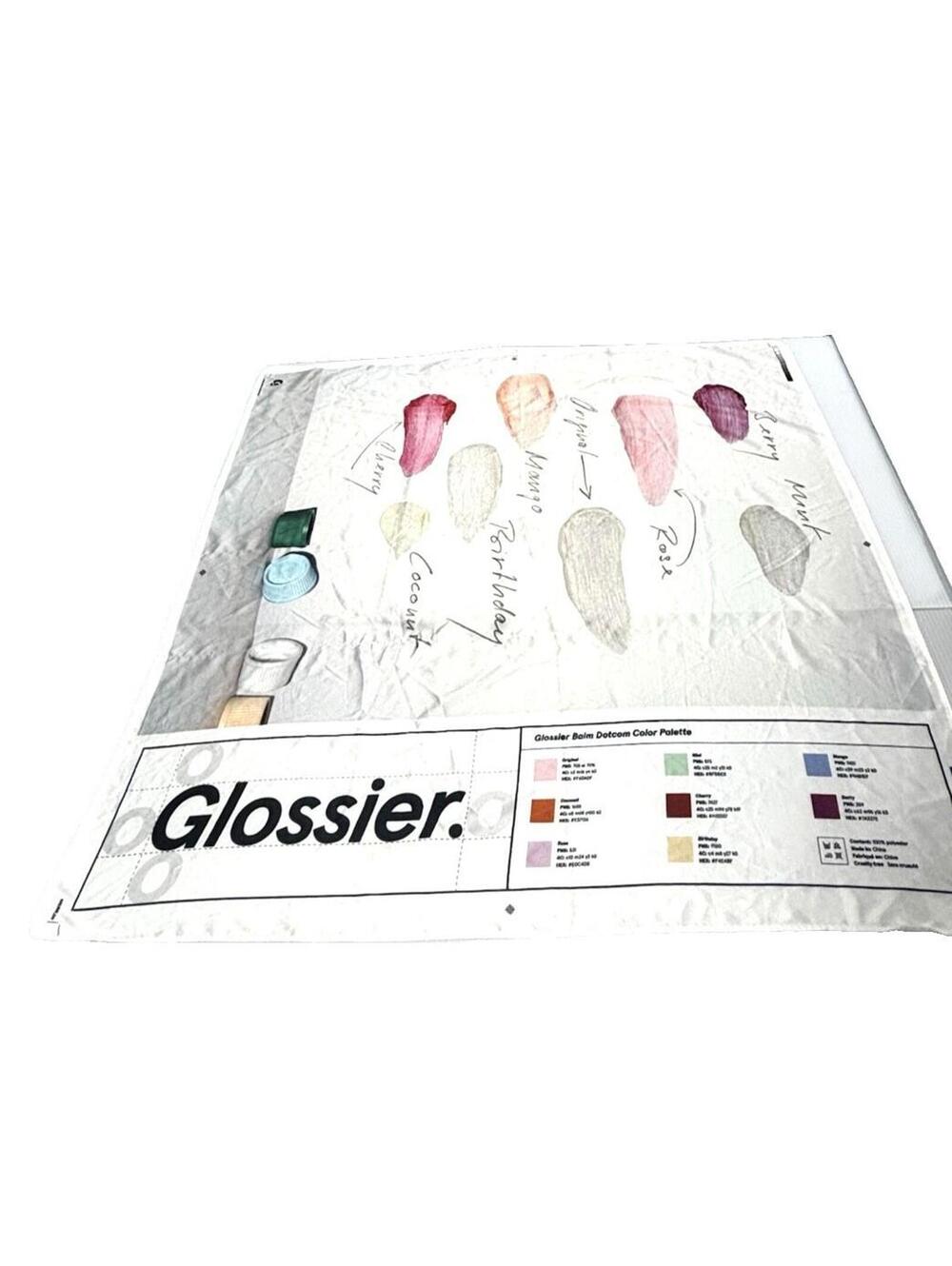 Glossier Balm Dotcom Color Palette Silk Scarf Bandana White Makeup Swatch GUC